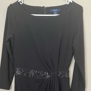 Chaps cocktail black dress size xs with sequins
